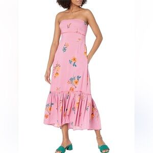 Free People Rosie Posie Midi Dress in Grapefruit Combo